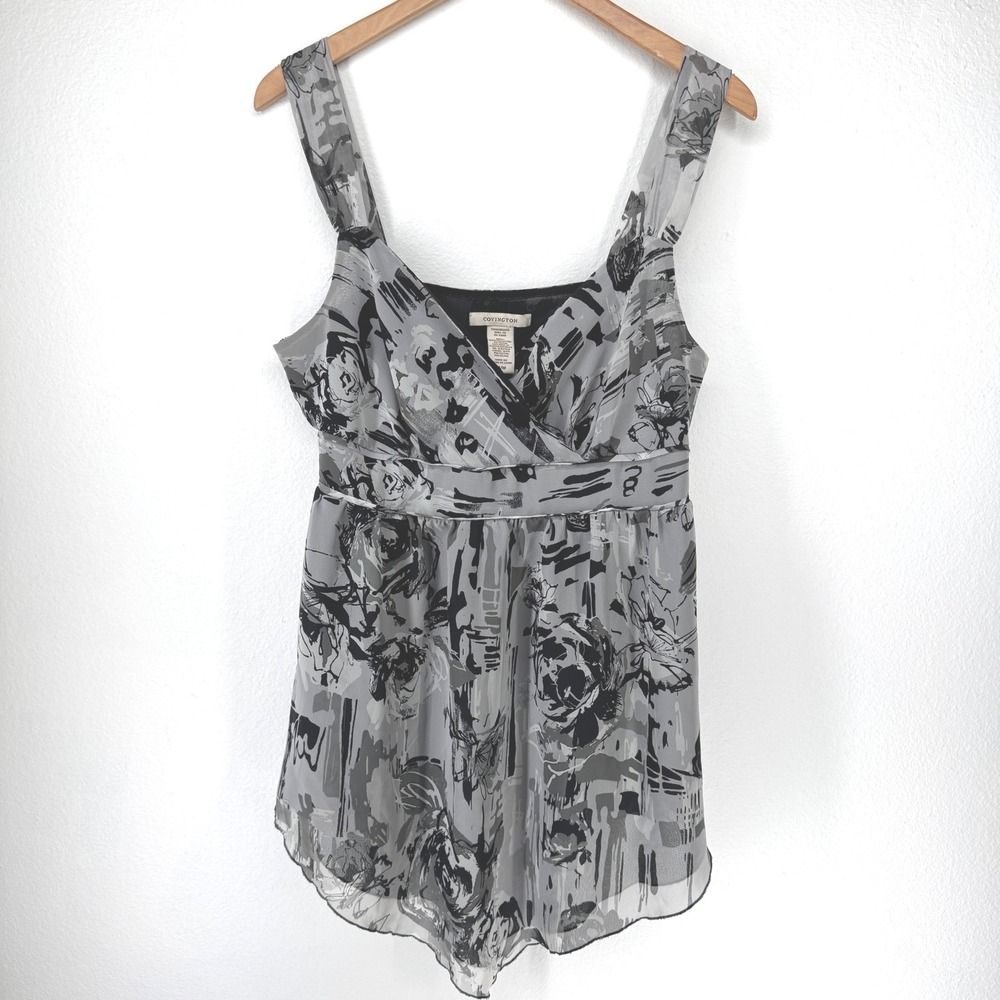 Vintage Womens Y2K Babydoll Tank Top Sheer‎ Sz M Asymmetrical Whimsigoth Fairy